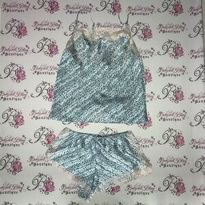 Victoria’s Secret two-piece set pajamas, shorts and tank top floral cream lace